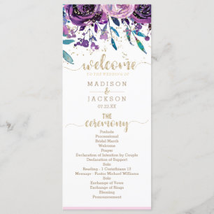 Programa de Casamento Dourado de Champanhe Floral