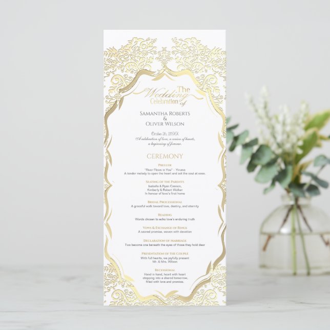 Programa de Casamento Dourado de ornamentados Simp (Em pé/Frente)