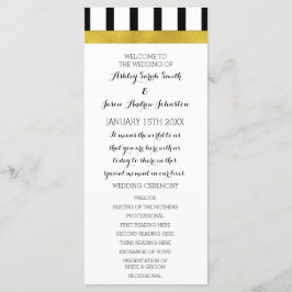 Programa de Casamento Dourado de Stripes Negra e B