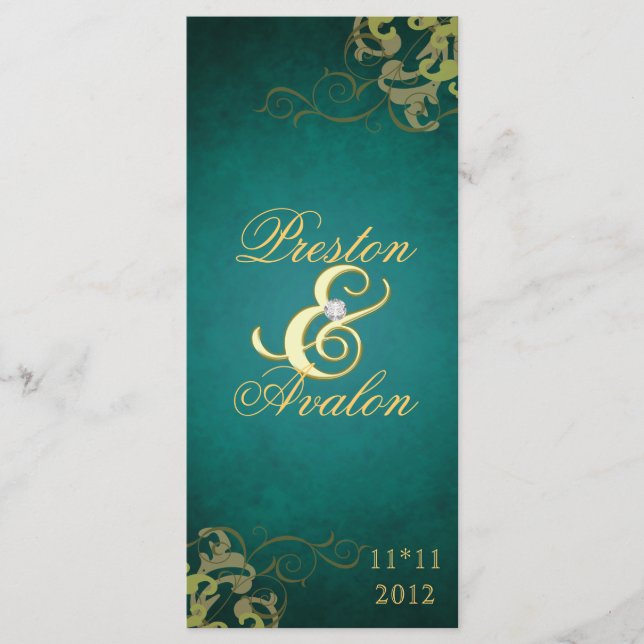Programa de Casamento Dourado do Teal Scroll Nobel (Frente)