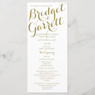 Programa de Casamento Dourado e Branco do Designer