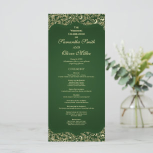 Programa De Casamento Dourado E Verde Decorativo