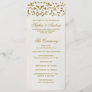 Programa de Casamento Dourado Glamor Glitter Confe