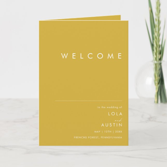 Programa de Casamento Dourado Minimalista Moderno (Frente)