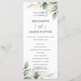 Programa de Casamento Dourado Rustic Chic Sage Gre