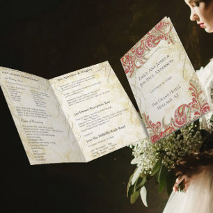 Programa de Casamento Dourado Vermelho de Paisley