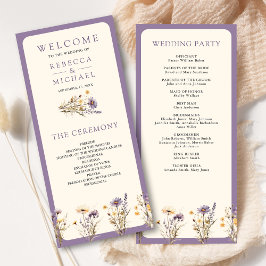 Programa de Casamento Dusty Purple Boho Wildflower