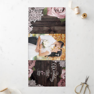 Programa de Casamento Dusty Rosa Rustic Wood Trifo