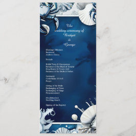 programa de casamento e cardápio com tema costeiro