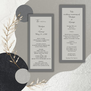programa de casamento e menu minimalista elegante 