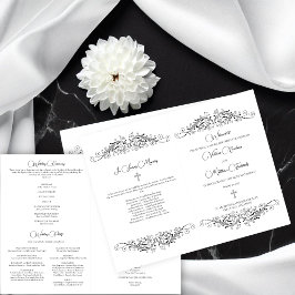 Programa de Casamento Elegância com Floreio Preto 