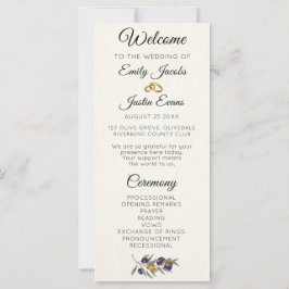 Programa de Casamento Elegante Aquarela Oliva