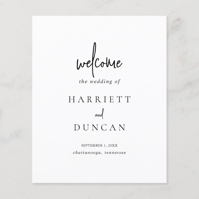 Programa de Casamento Elegante Branco e Negro eter (Frente)