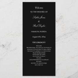 Programa de Casamento Elegante Branco Negro