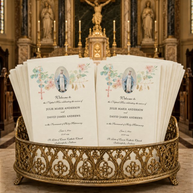 Programa de Casamento Elegante Católico de Missa L (Criador carregado)