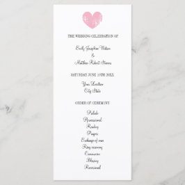 Programa de casamento elegante com coração rosa rú