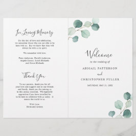 Programa de Casamento Elegante com Eucalipto e Fol