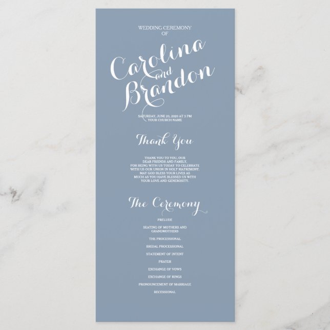 Programa de Casamento Elegante com Letra Clássica  (Frente)