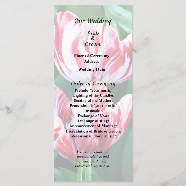Programa de Casamento Elegante com Tulipas Vermelh (Frente)