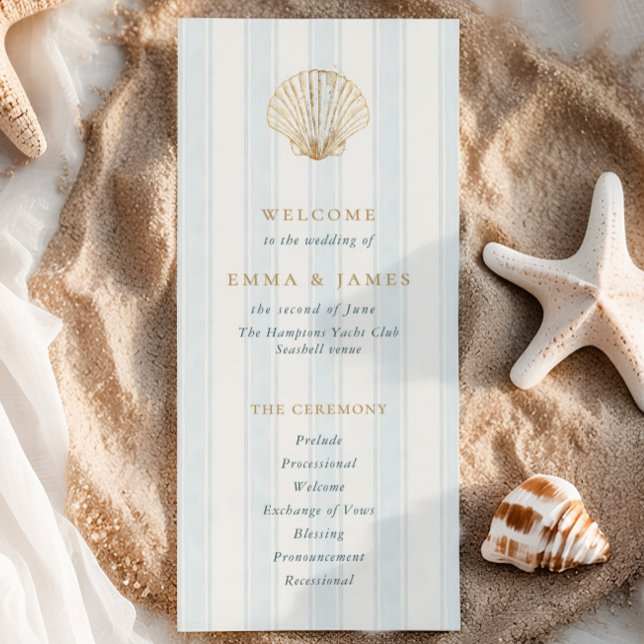 Programa de Casamento Elegante Costa Dourada Conch (Criador carregado)