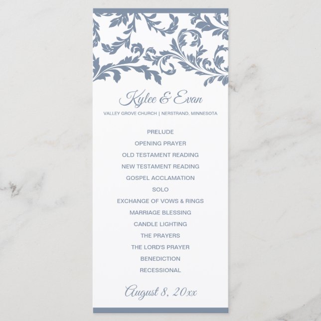 Programa de Casamento Elegante de Altura Flourish  (Frente)