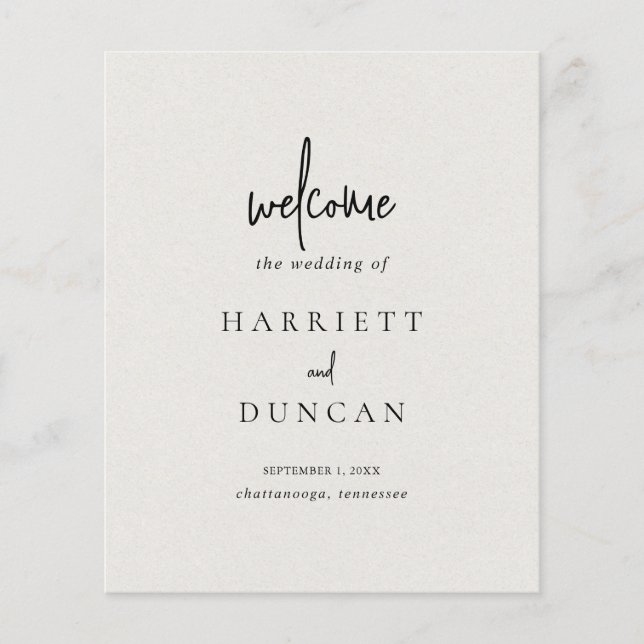 Programa de Casamento Elegante de Beige Neutro do  (Frente)