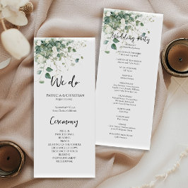 Programa de casamento Elegante de Cores d'Água