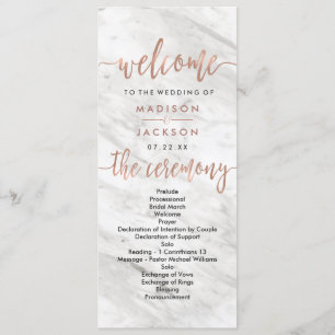 Programa de Casamento Elegante Dourado de Marble e