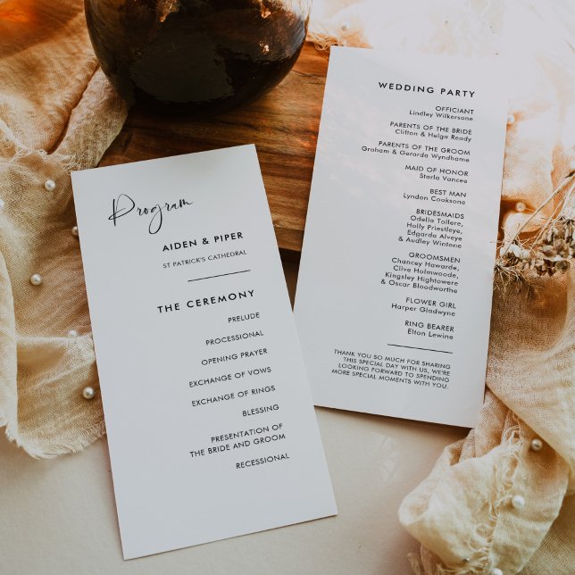 Programa de casamento Elegante e Moderno Preto e B (Criador carregado)