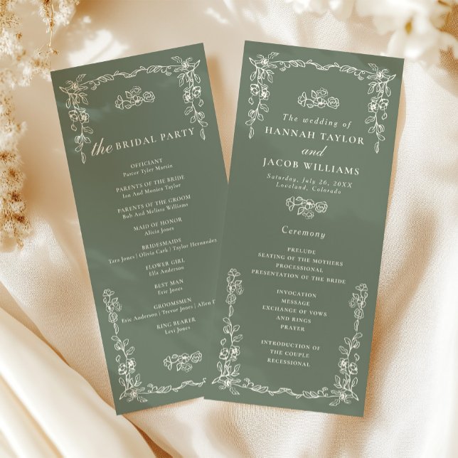 Programa de Casamento Elegante em Verde Sage Vitor (Criador carregado)