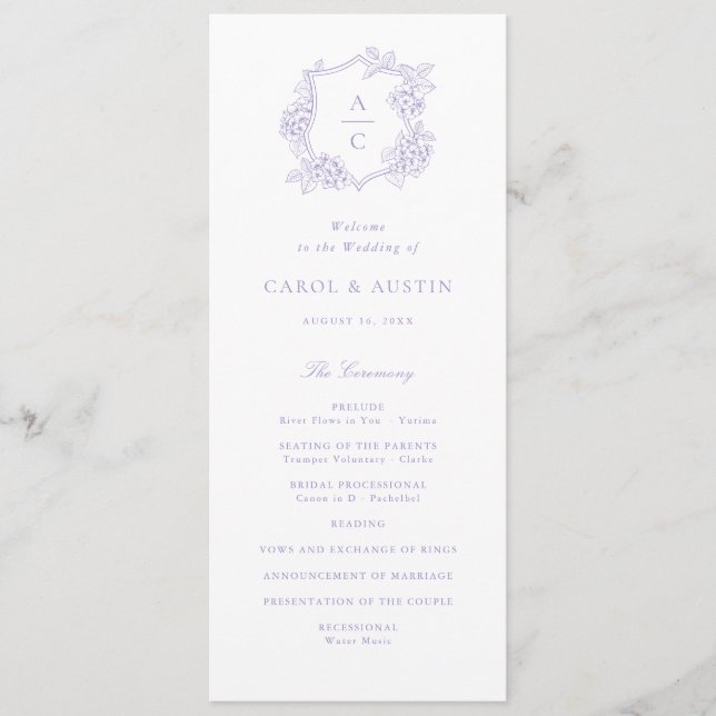 Programa de Casamento Elegante Floral Hortênsia Ro (Frente)