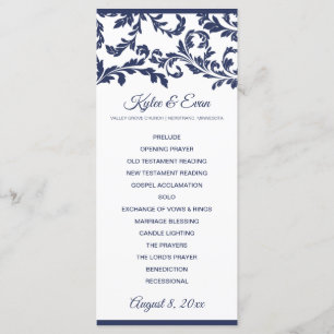 Programa de Casamento Elegante Flourish   Azul Mar