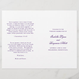 Programa de Casamento Elegante Formal de Roxo Trad