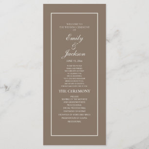 Programa de Casamento Elegante Marrom Creme Script