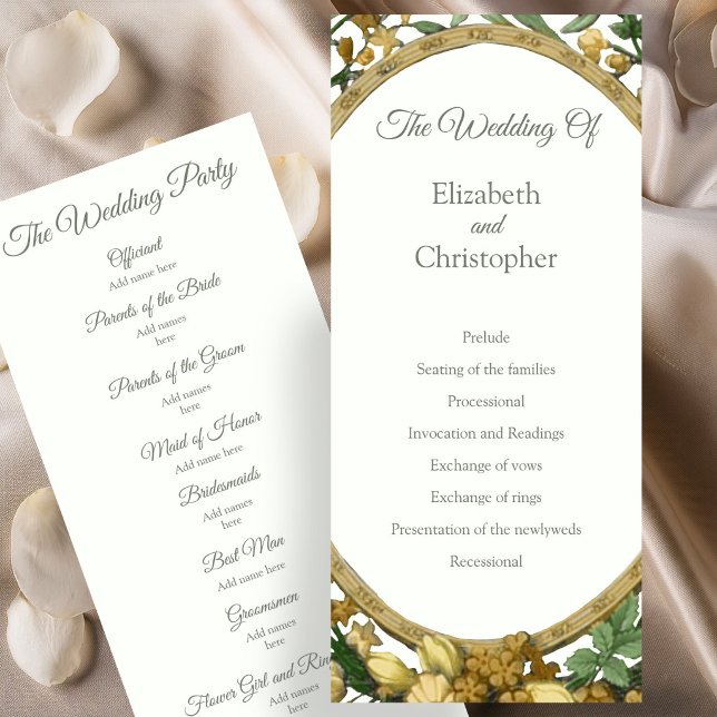 Programa de Casamento Elegante Moldura Floral Amar (Criador carregado)