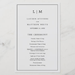 Programa de Casamento Elegante Monograma Cinza Cla