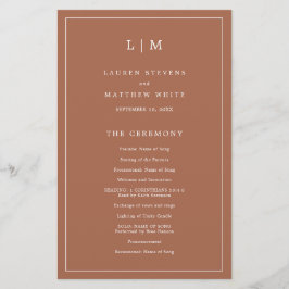 Programa de Casamento Elegante Monograma de Terrac