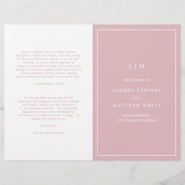 Programa de Casamento Elegante Monograma Rosa Clar