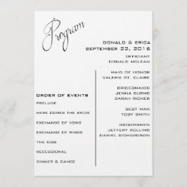 Programa de Casamento Elegante Negro e Branco