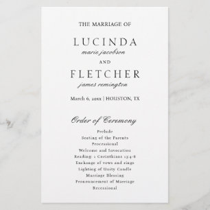 Programa de Casamento Elegante Old Money Preto e B