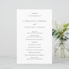 Programa de Casamento Elegante Preto e Branco Atem