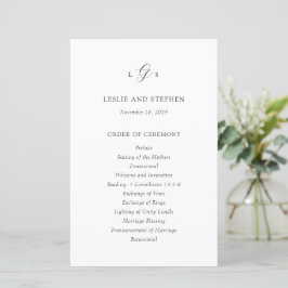 Programa de Casamento Elegante Preto e Branco Atem