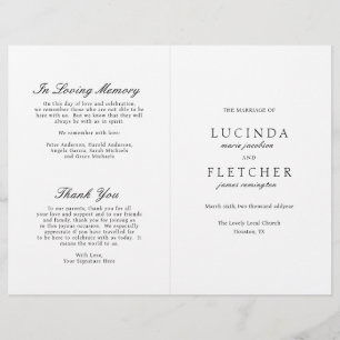 Programa de Casamento Elegante Preto e Branco Old