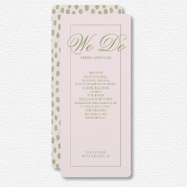 Programa de Casamento Elegante Rosa Verde Pontilha