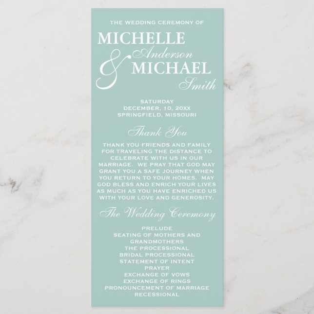 Programa de Casamento Elegante Simples (Frente)