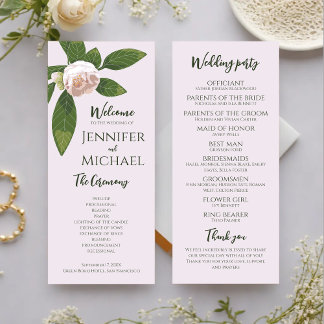 Programa de Casamento Elegante Simples Greenery Fl