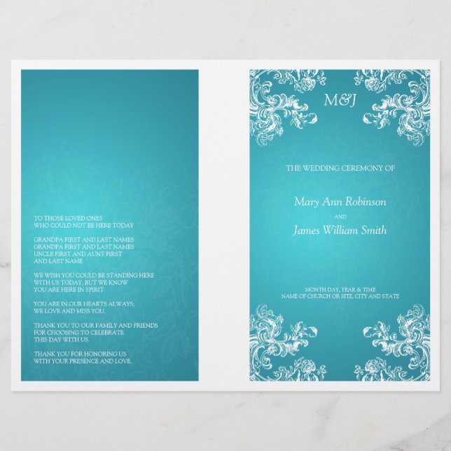 Programa de Casamento Elegante Swirls Vintage 2 Tu (Frente)