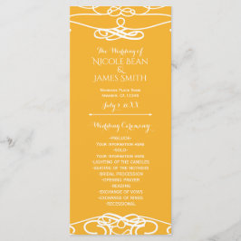 Programa de Casamento Elegante Vintage Amarelo e B