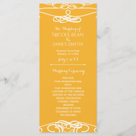 Programa de Casamento Elegante Vintage Amarelo e B