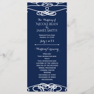 Programa de Casamento Elegante Vintage Branco & Br